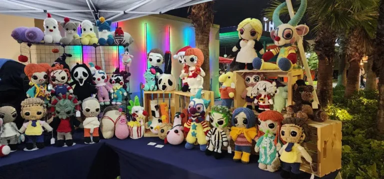 a group of stuffed toys on a table