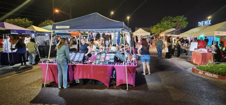a group of people at a market