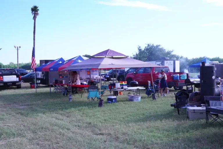 a group of people outside with tents and tents
