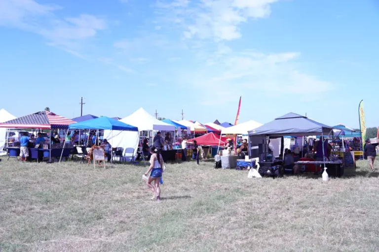 a group of tents in a field