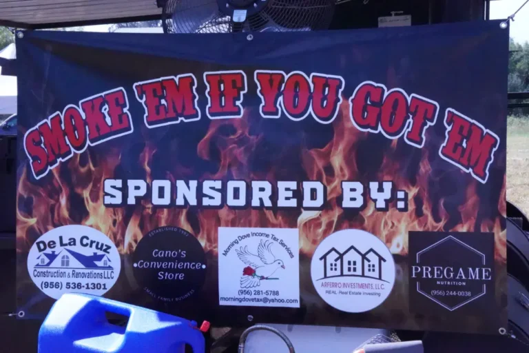 a banner with a fire and flames on it